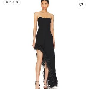 AMANDA UPRICHARD x REVOLVE KENDA GOWN in black with feathers / size M